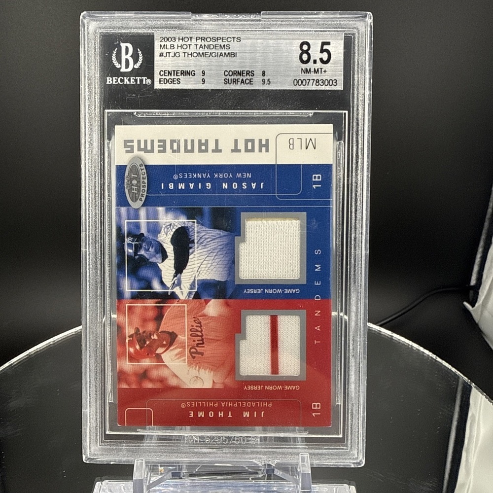 2003 Fleer Hot Prospects Hot Tandems Patch /100 Jim Thome and Jason Giambi